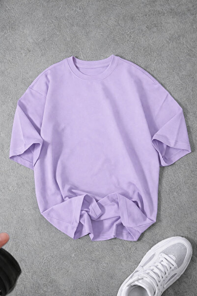 Revasser Unisex Men'S/Women's Plain Unprinted Oversize Crew Neck Combed Cotto...