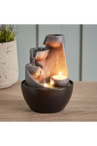 Generic Belen Mini Modern Fountain with LED Light - 13x13x18 cm