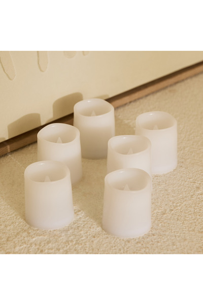 Home Box مجموعة لونا المكونة من 6 قطع من شموع الشاي النذرية LED العائمة