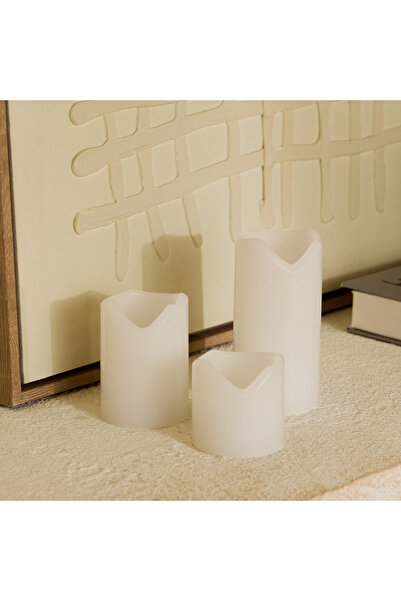 Home Box مجموعة لونا المكونة من 3 قطع من شموع الشمع LED عديمة اللهب