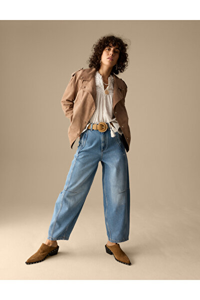 Marks & Spencer Pamuk-Lyocell Karışımlı Yüksek Bel Barrel Pantolon