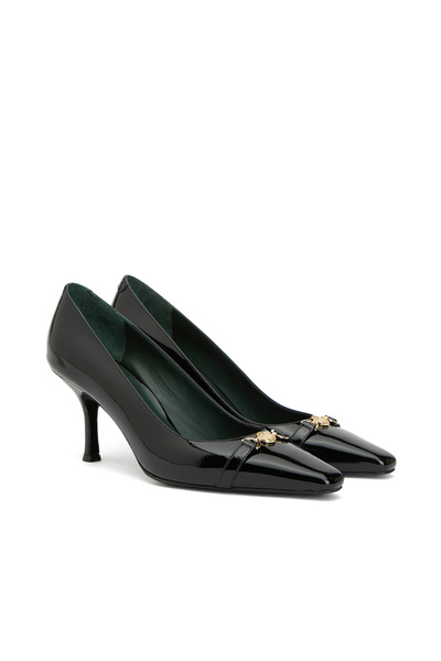 George Hogg Siyah Deri Topuklu Ayakkabı