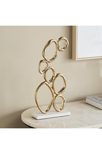 Generic Viola Aluminium Ring Accent with Natural Marble Base - 19x6x39 cm