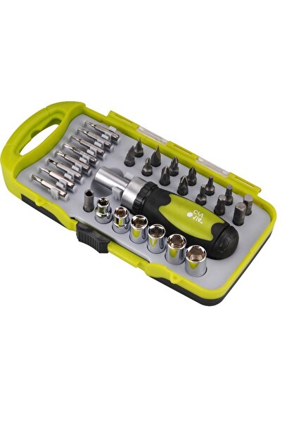 Extol Set șurubelniță și biți, 30 de piese, 1/4”, cruce, Torx, hexagonal