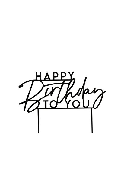 Hootyballoo Black 'Happy Birthday To You' Acrylic Cake Topper