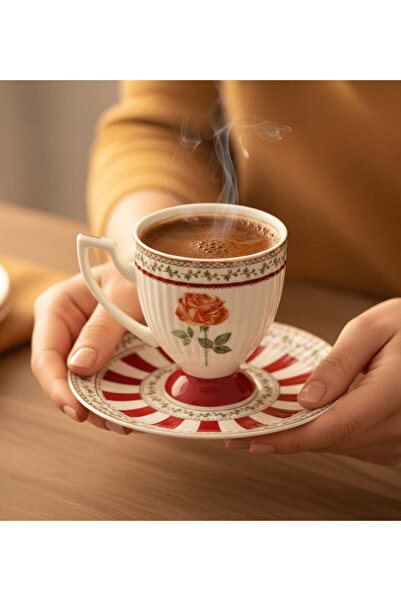 Trendmiya فنجان قهوة ملون بزخارف زهرية