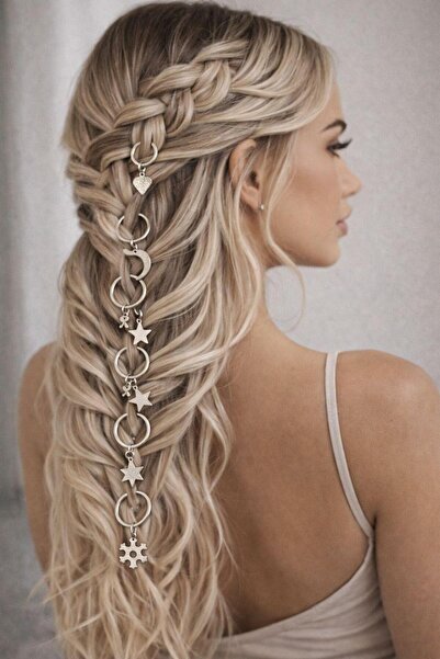 MutluBiDünya 8 Adet Halkalı Saç Küpesi Saç Yüzüğü Saç Örgü Boncuğu