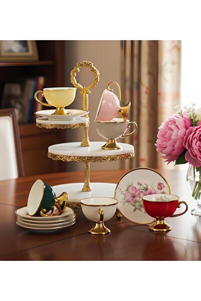 Trendmiya 6-Piece Colorful Porcelain Cup Set