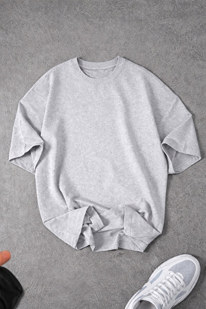 MODARİCH Унисекс мъжка/дамска обикновена памучна тениска с голям размер и обл...