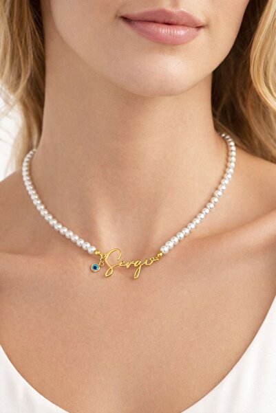 BDY Atelier Kişiye Özel İsim Yazılı Nazar Boncuk Detaylı İnci Kolye / sipariş...