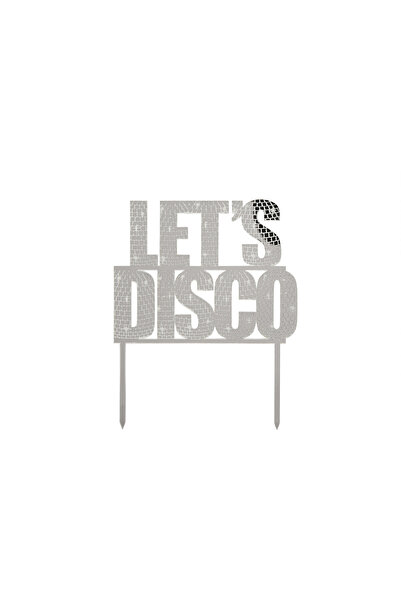 Hootyballoo Silver 'Let's Disco' Acrylic Cake Topper