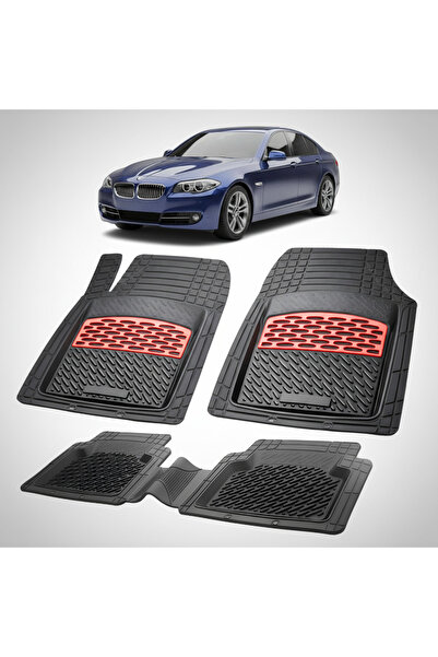 TEAMCAR Covorașe de cauciuc compatibile cu BMW Seria 5 F10/F11 2010-2017 I Roșu