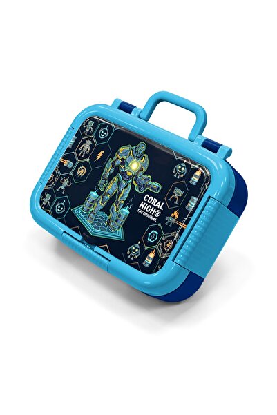 Coral High Παιδικό δοχείο φαγητού από ανοξείδωτο ατσάλι με μοτίβο ρομπότ σε σ...