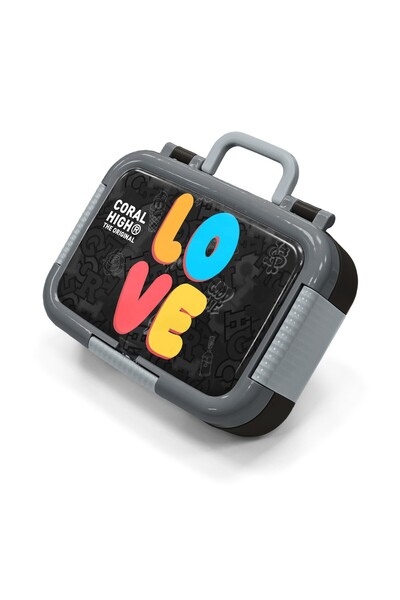 Coral High وعاء غداء من الفولاذ المقاوم للصدأ بنمط الحب الملون للأطفال 39130