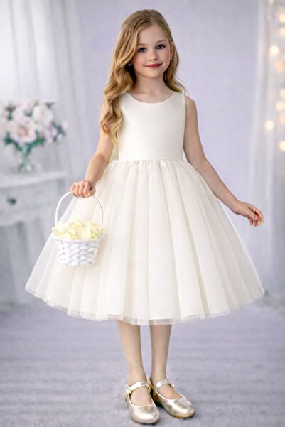 SUNEH Κοριτσίστικο φόρεμα τούτου εκρού, φόρεμα γενεθλίων για την επιστροφή στ...