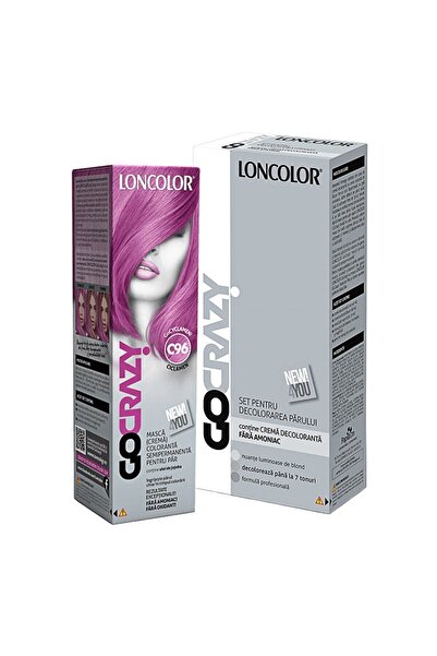 Loncolor GoCrazy C96 GoCyclamen Semi-Permanent Hair Coloring Cream Set, Decol...