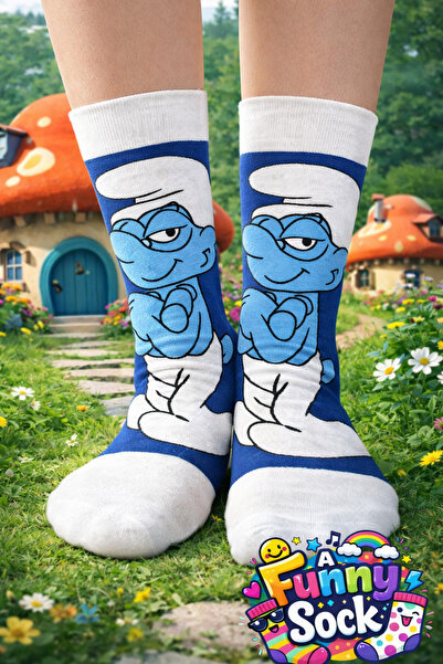 Funnysocksonline Şirinler Temalı Eğlenceli Çorap