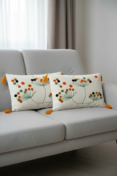 Alveka Home 2'li Dikdörtgen Punch Nakışlı Oturma Odası Balkon Kırlent Kılıfı ...