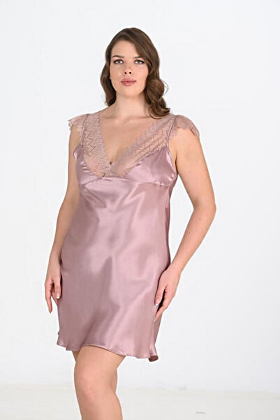 Kompedan Cămașă de noapte mini din dantelă satinată pentru femei, mărime mare...