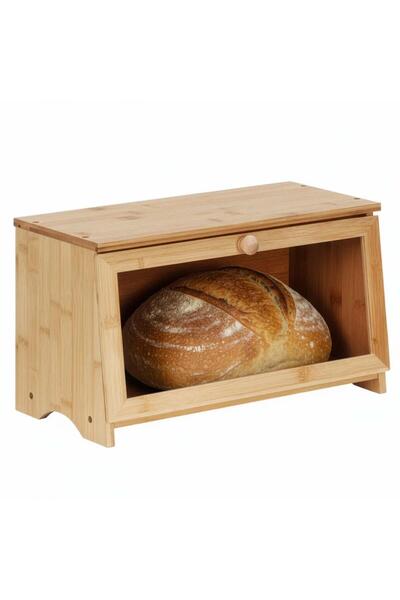 SERSIMO Bamboo bread box with transparent window, magnetic closure, 40x20x23 ...