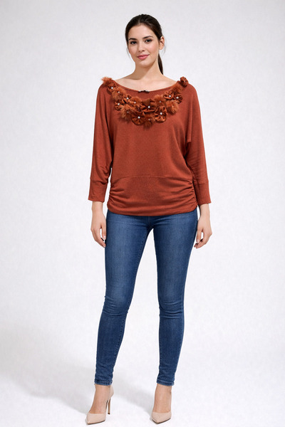 Desen Triko Twomail Collar Detailed Knitwear Blouse