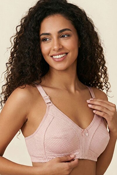 Brashop Σουτιέν με μοτίβο ροζ πουά από βαμβάκι, χωρίς σύρματα, χωρίς σφουγγάρ...