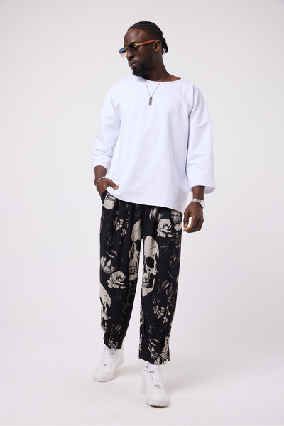 Superbluemexico Unisex Street Style Baggy Trousers with Cuff Detail