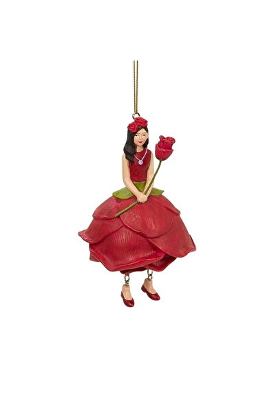 DecoDepot Flower girl rose, red, 12 cm with agatatoare figure