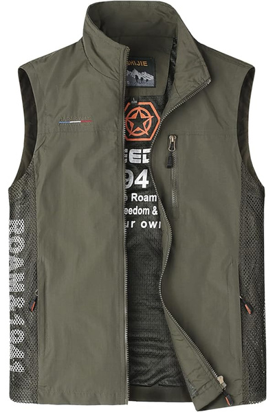 OEM Lightweight, breathable vest with zipper and pockets for outdoor activiti...