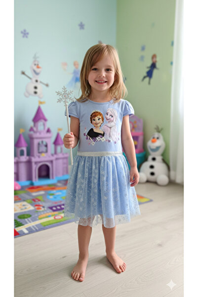 ALYAKİDS Girl's Frozen Elsa Anna Minnie My Melody Printed Tulle Dress