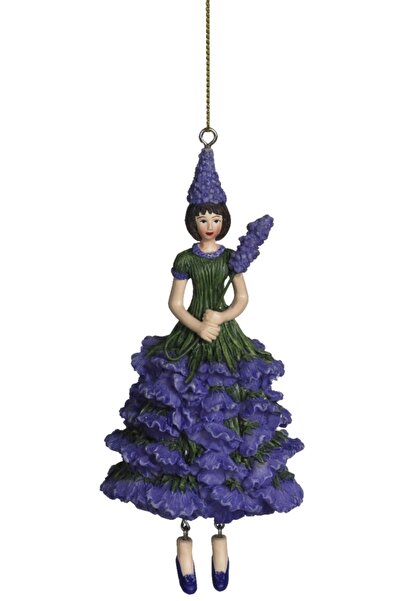 DecoDepot Figurina cu agatatoare Flower Girl Lavanda, 13 cm