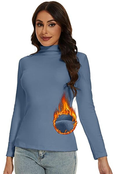 OEM Padded blouse, body-hugging, long sleeves, women's sweater, blue M