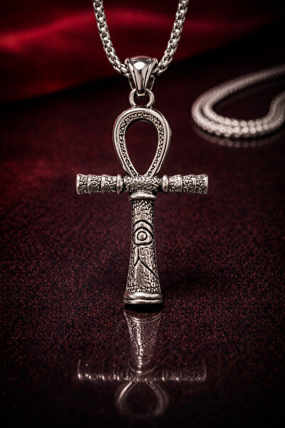 voyageaccessory Horus Gözü Detaylı Paslanmaz Çelik Antik Mısır Ankh Kolye