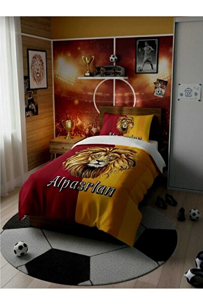 Elmas Dizayn 240X260 cm Double Bedding Set Cotton Satin Aslan Sarikirmizi Ult...