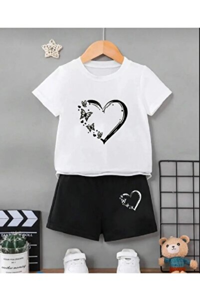 PEMBE KURDALE Tricou pentru copii cu imprimeu BUTTERFLY HEART pentru vară