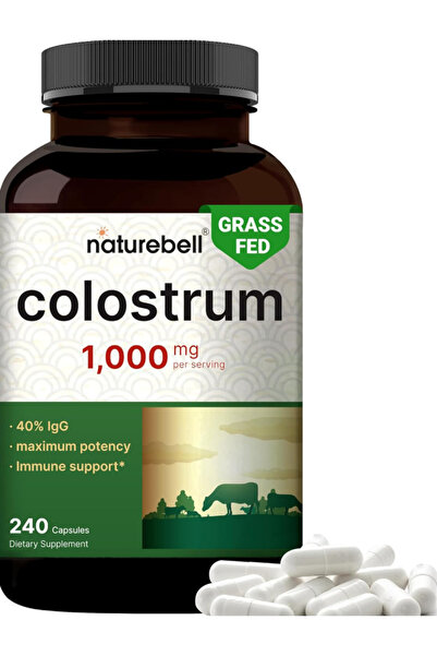 Naturebell Bovine Colostrum Supplement 1,000mg Per Serving, 240 Caps 40% IgG ...
