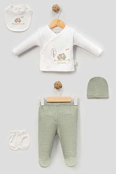 Bebitof Motorcycle Patterned 5 Piece Newborn Hospital Release Bodysuit Set