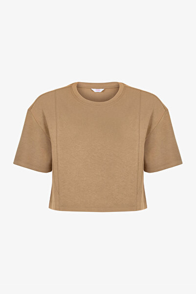 Penti Beige Silky Feel T-Shirt with Stitching Detail