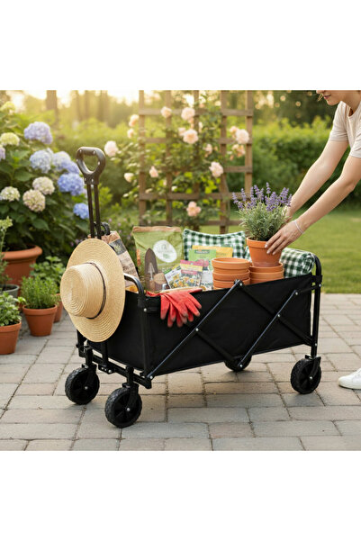 PROCART Folding garden cart 50 kg – Steel structure, Removable cover, 72x50x9...