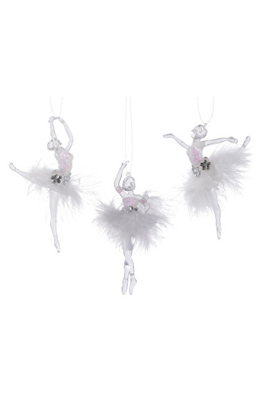 DecoDepot Acrylic ballerina figurine, white feathers, 13x8x4.5 cm