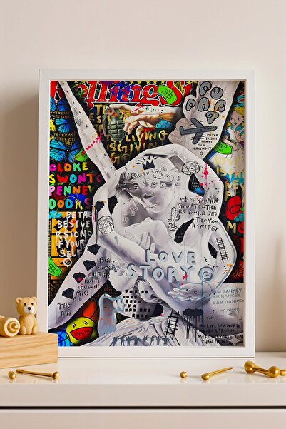 Saturn Psyche Revived by Cupids Kiss Framed Painting Love Story Bedroom Decor...