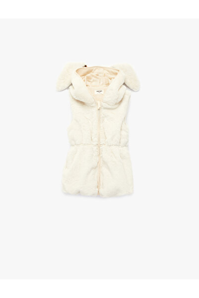 Koton Работен без ръкави с качулка от изкуствена кожа с подробности от заешки...