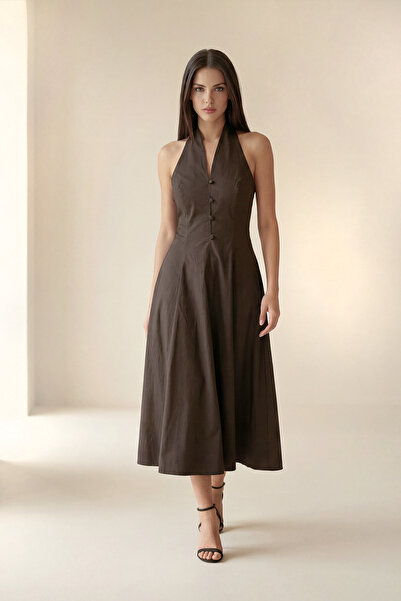 Setre Bitter Brown Asymmetrical Collar Detailed Waist-Fitted Comfortable Cut ...