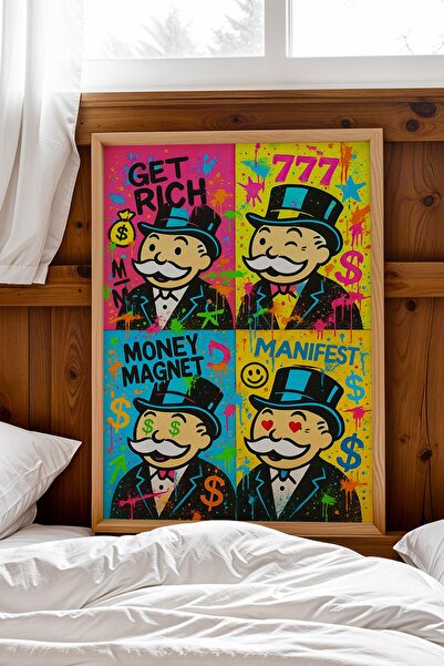 Saturn Mr. Monopoly Framed Painting Get Rich Young Entrepreneur Investor Offi...