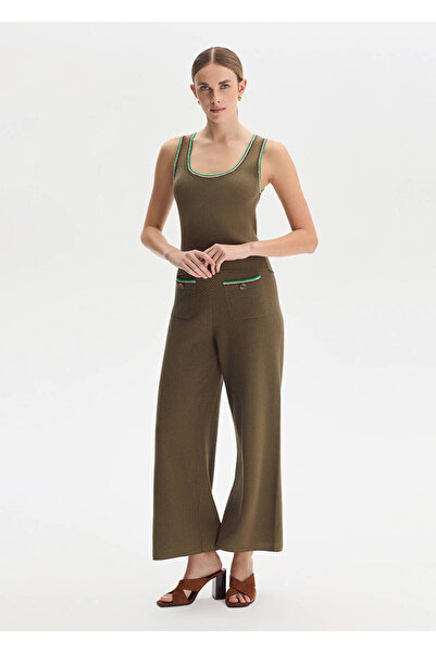 Knitss Khaki Organic Mercerized Cotton Knitwear Trousers