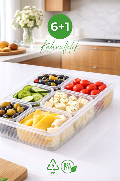 grimorlife 7-Piece Slim Model Breakfast Storage Container – Shallow Design, 2...