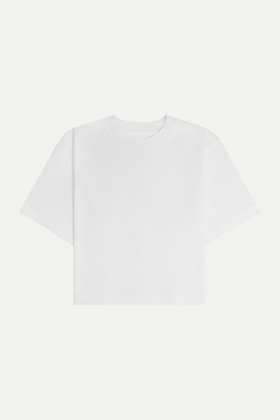KAFT Kadın Flat Cut Crop Basic T-Shirt - Off White