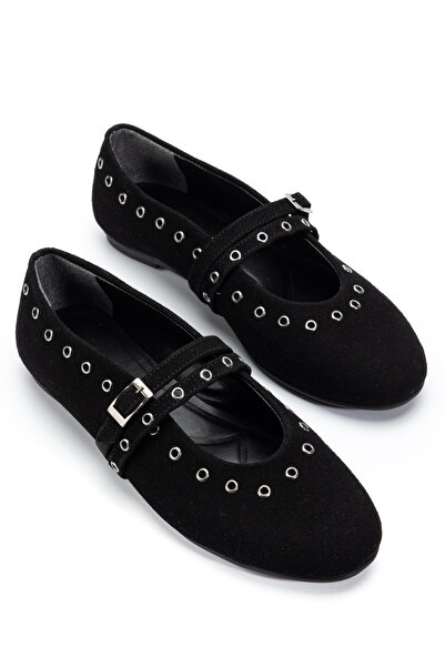 RİSSOLİ Дамски черни обувки с капсулни аксесоари от нубук, подходящи за всеки...