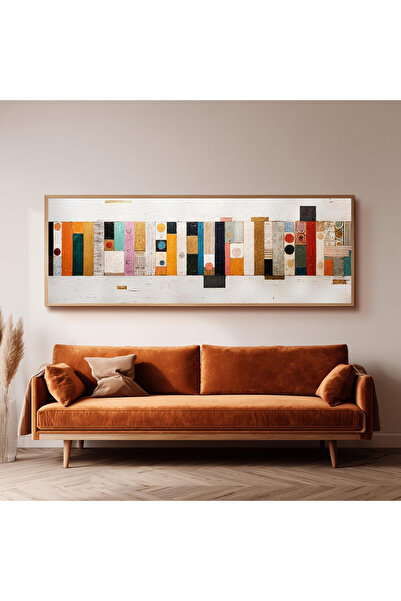 Dekorsiahome Ahşap Çerçeveli Panoramik Oturma Odası Salon Tablosu UZ0350