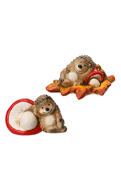 DecoDepot Figurina ceramica arici cu ciuperca, 11x7x6.5 cm